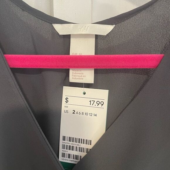 H&M long silky gray top/Cami size 2 - Picture 2 of 4